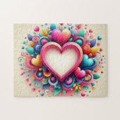 Schattige Kleurrijk Valentijnsdag hart Legpuzzel (Horizontaal)