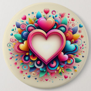 Schattige Kleurrijk Valentijnsdag hart Ronde Button 6,0 Cm
