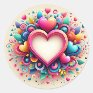 Schattige Kleurrijk Valentijnsdag hart Ronde Sticker