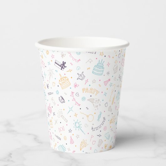 Schattige kleurrijk verjaardagsfeestje papieren bekers (Voorkant)