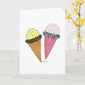 Schattige kleurrijk verjaardagsijs kaart (Gele Bloem)