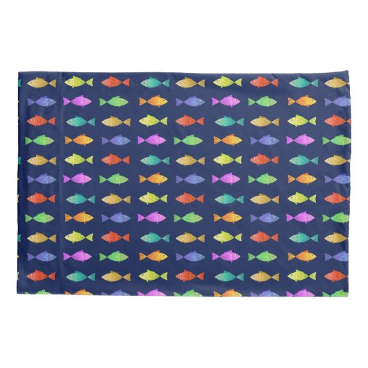 Schattige kleurrijk vispatroon kussensloop (Achterkant)