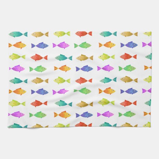 Schattige kleurrijk vispatroon theedoek (Horizontaal)