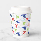 Schattige kleurrijk vliegtuig & Clouds Aviator Papieren Bekers (Achterkant)