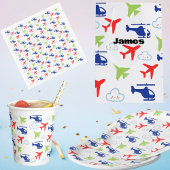 Schattige kleurrijk vliegtuig & Clouds Aviator Servet