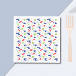 Schattige kleurrijk vliegtuig & Clouds Aviator Servet