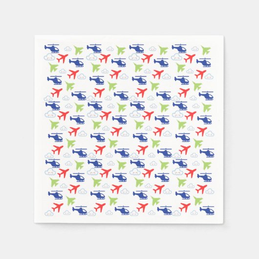 Schattige kleurrijk vliegtuig & Clouds Aviator Servet (Voorkant)