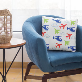 Schattige kleurrijk vliegtuig en wolken voor Aviat Kussen