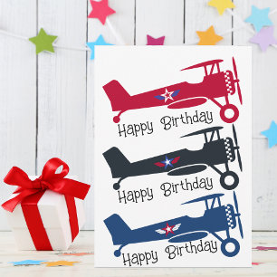 Schattige kleurrijk vliegtuig, jongensverjaardag,  feestdagenkaart