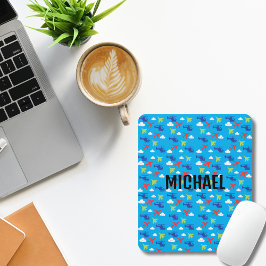 Schattige Kleurrijk Vliegtuig & Wolken, Aviator, C Muismat