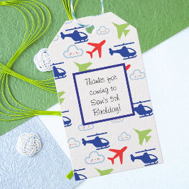 Schattige Kleurrijk Vliegtuig & Wolken Aviator Cus Cadeaulabel