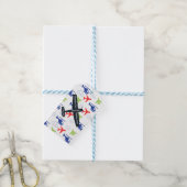 Schattige Kleurrijk Vliegtuig & Wolken Aviator Cus Cadeaulabel (Met Touw)