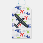 Schattige Kleurrijk Vliegtuig & Wolken Aviator Cus Cadeaulabel (Achterkant)