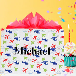 Schattige Kleurrijk Vliegtuig & Wolken Aviator Cus Groot Cadeauzakje