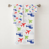 Schattige Kleurrijk Vliegtuig & Wolken Aviator Fun Bad Handdoek (Insitu)