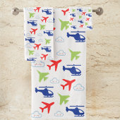 Schattige Kleurrijk Vliegtuig & Wolken Aviator Fun Bad Handdoek