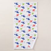 Schattige Kleurrijk Vliegtuig & Wolken Aviator Fun Badhanddoek (Badhanddoek)