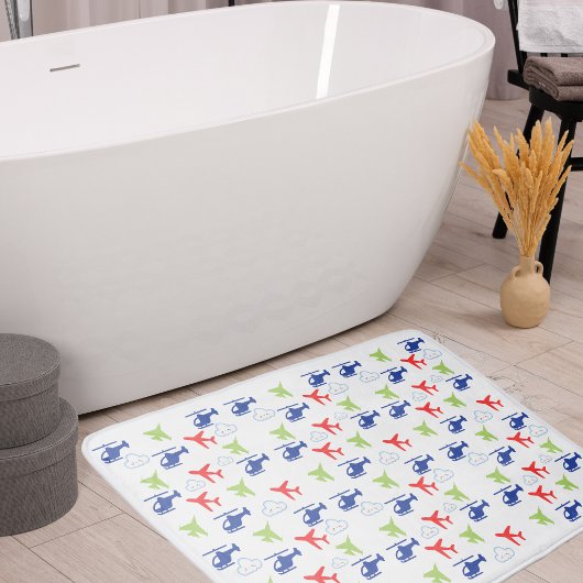 Schattige Kleurrijk Vliegtuig & Wolken Aviator Fun Badmat