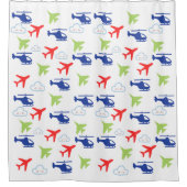 Schattige Kleurrijk Vliegtuig & Wolken Aviator Fun Douchegordijn (Voorkant)