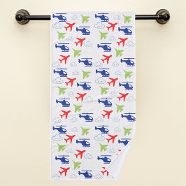 Schattige Kleurrijk Vliegtuig & Wolken Aviator Fun Handdoek