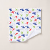 Schattige Kleurrijk Vliegtuig & Wolken Aviator Fun Washandje (Wasdoekje)