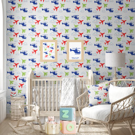 Schattige kleurrijk vliegtuig & wolken, leuke vlie behang