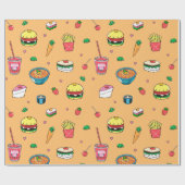 Schattige kleurrijk voedingspatroon op Sinaasappel Cadeaupapier (Vlak)