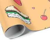 Schattige kleurrijk voedingspatroon op Sinaasappel Cadeaupapier (Rol Hoek)