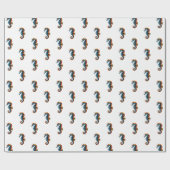 Schattige kleurrijk zeepaardje onder het Zee nauti Cadeaupapier (Vlak)