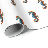 Schattige kleurrijk zeepaardje onder het Zee nauti Cadeaupapier (Rol Hoek)