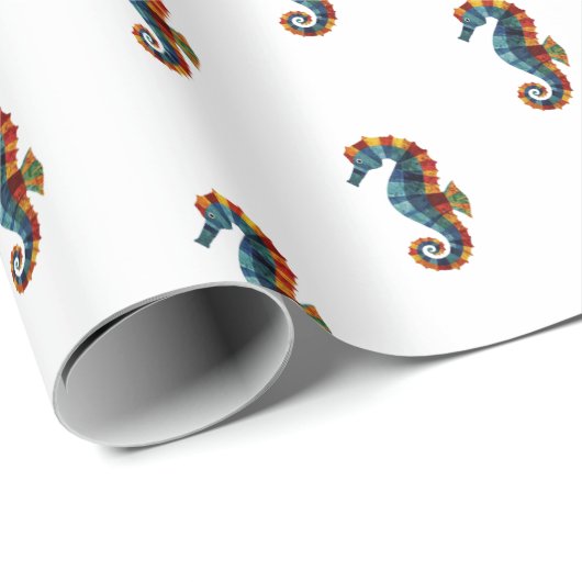 Schattige kleurrijk zeepaardje onder het Zee nauti Cadeaupapier (Rol Hoek)