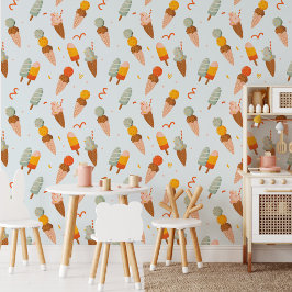 Schattige kleurrijk zomerijs behang