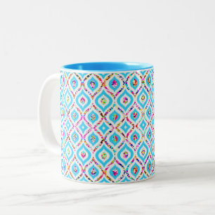 Schattige kleurrijke abstracte zigzag patronen tweekleurige koffiemok