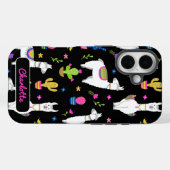 Schattige Kleurrijke Alpaca Cactus Aangepaste Naam Case-Mate iPhone Case (Achterkant (horizontaal))