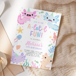 Schattige Kleurrijke Axolotl Verjaardagsfeestje Kaart