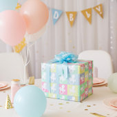 Schattige Kleurrijke Baby Pacifier Patroonillustra Cadeaupapier