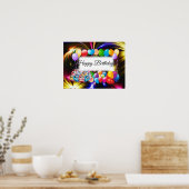 schattige, kleurrijke ballonnen, vuurwerk, verjaar poster (Keuken)