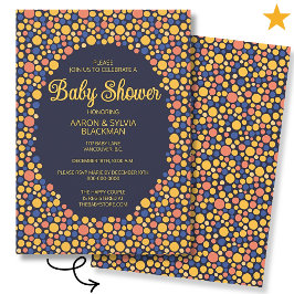 Schattige Kleurrijke Blauwe Gele Stip Baby Shower Kaart