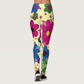 Schattige Kleurrijke Bloem Gele Leggings (Achterkant)