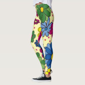 Schattige Kleurrijke Bloem Gele Leggings (Links)