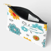 Schattige Kleurrijke Bloemen Sinaasappel Rood Blau Etui (Open)