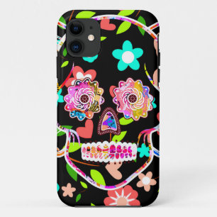 Schattige kleurrijke bloemenschedel Case-Mate iPhone case