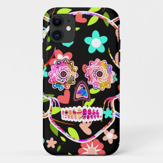 Schattige kleurrijke bloemenschedel Case-Mate iPhone case (Achterkant)