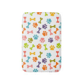 Schattige kleurrijke Botten en puppy Paw-afdrukken Badmat (Voorkant Verticaal)