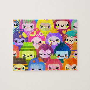 Schattige Kleurrijke Cartoon Mensen Karakters Legpuzzel