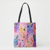 Schattige kleurrijke Cat Canvas tas | grillige kat (Voorkant)