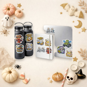 Schattige Kleurrijke Chibi Halloween Eten Sticker