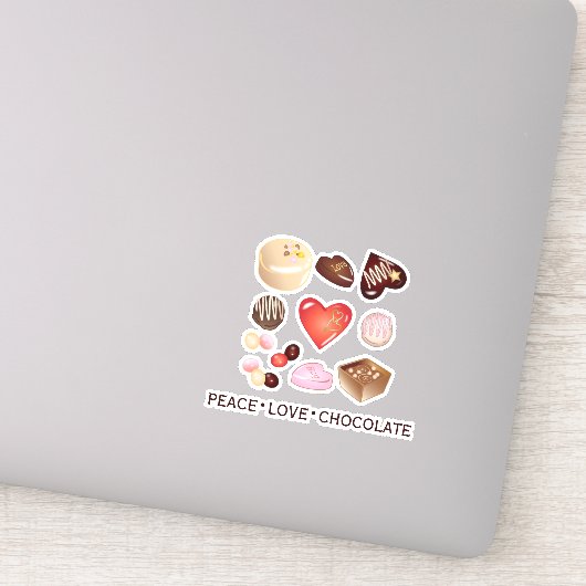 Schattige Kleurrijke Chocolade Hartjes Snoep Sticker (Detail)