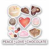 Schattige Kleurrijke Chocolade Hartjes Snoep Sticker (Voorkant)