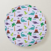 Schattige Kleurrijke Dinosauriërs en Vulkanen Rond Kussen (Achterkant)